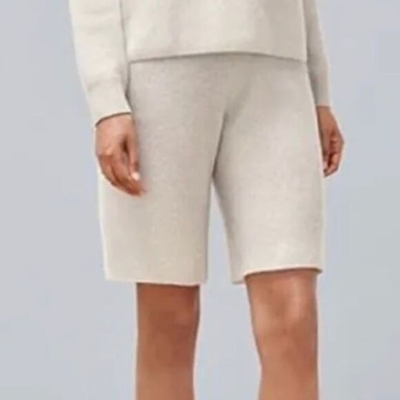 Nwt JOHNNY WAS CALME Ribbed Bermuda Cashmere Shorts Beige Cream